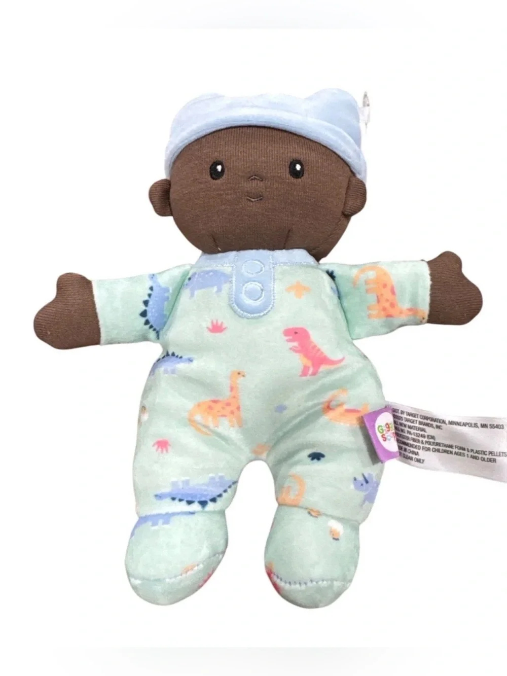 Plush Baby Doll in Light Blue Dino Pajamas